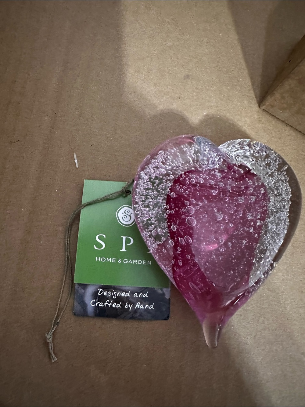 Pink Glass Heart Bath Accent